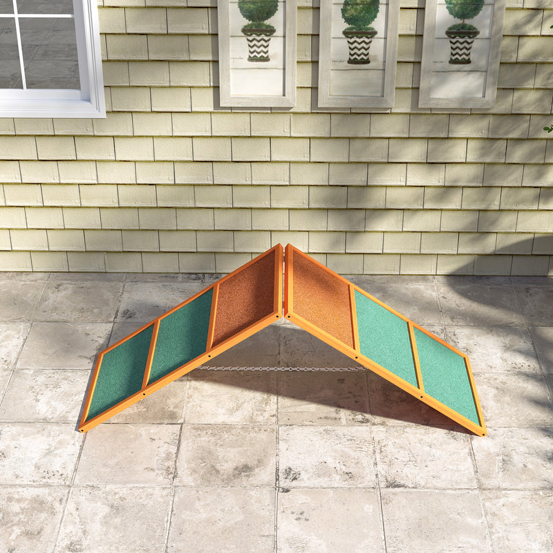 Dog Agility Ramp A Frame With Nonslip Surface For Training All Breeds Orange AOSOM