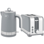 2 Piece Textured Kettle and Toaster Set With Fast Boil and Even Toasting Grey