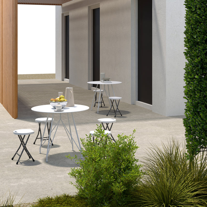 Set of Four White Folding Carry Stools Lightweight and Portable by Outsunny