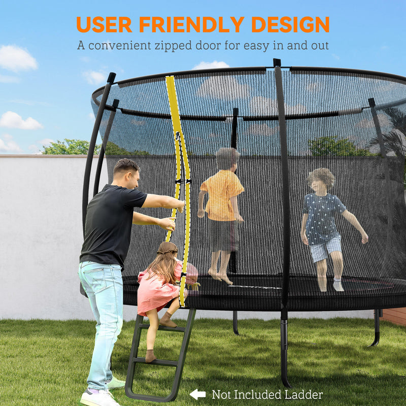 8ft Outdoor Trampoline with Enclosure Net and Spring Cover Black by SPORTNOW AOSOM