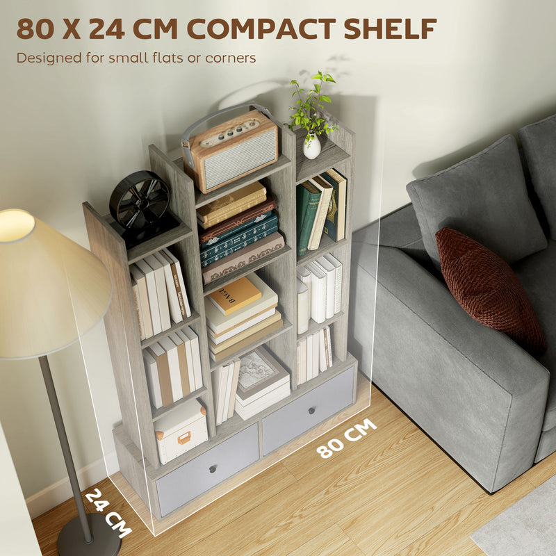 12 Shelf Storage Unit With Drawers For Home Office Or Bedroom Organisation Graphite AOSOM