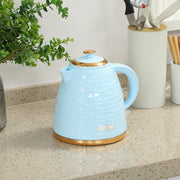 3kW Rapid Boil Electric Kettle With Honeycomb Design Ideal For Quick Brewing, Light Blue