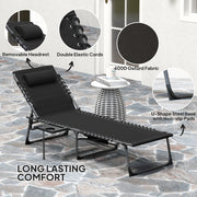 Five Position Reclining Sun Lounger Black Adjustable Garden Chair by Outsunny