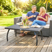 Rattan Coffee Table for Outdoor Relaxing with Easy Clean Surface Black Outsunny