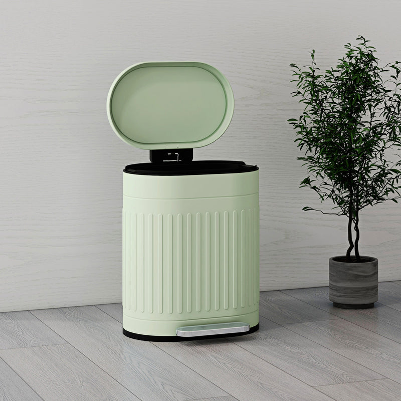 Light Green 20L Metal Kitchen Pedal Bin With Soft Close Lid by HOMCOM
