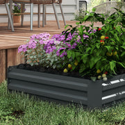 Set of 2 Dark Grey Raised Metal Garden Beds 291L Each For Flowers and Vegetables