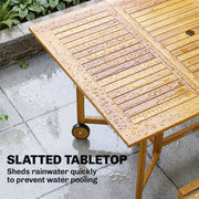 Folding Garden Dining Set for 6 with Space Saving Storage Acacia Wood Natural Outsunny