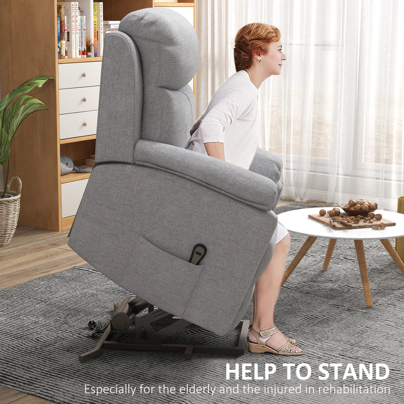 Electric Riser Recliner Armchair with Remote and Side Pockets for Elderly Comfort Grey
