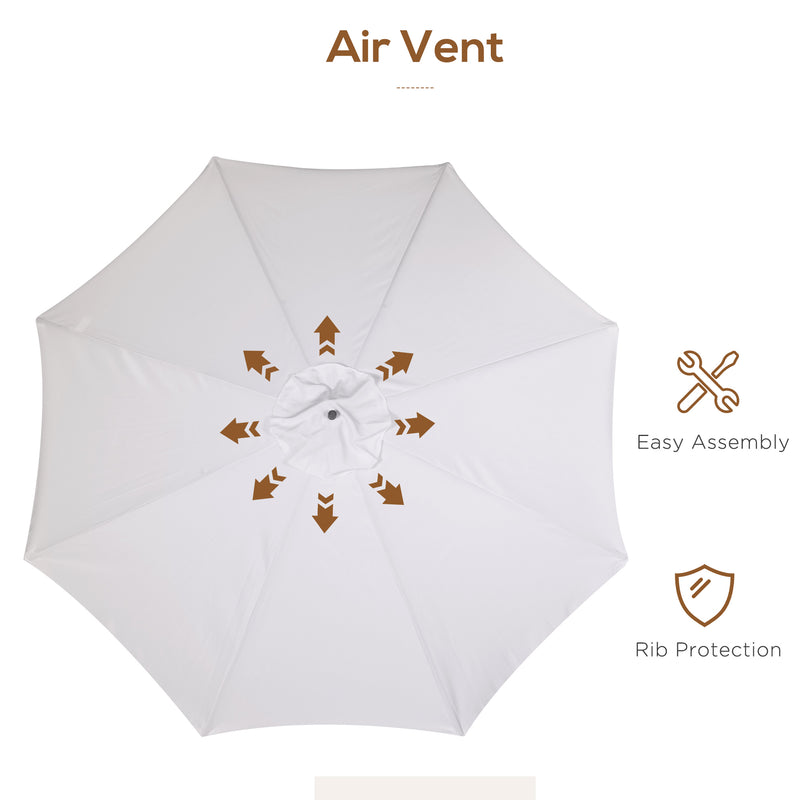 Cream 3.3m Elegant Wooden Garden Parasol for Outdoor Shade by Outsunny