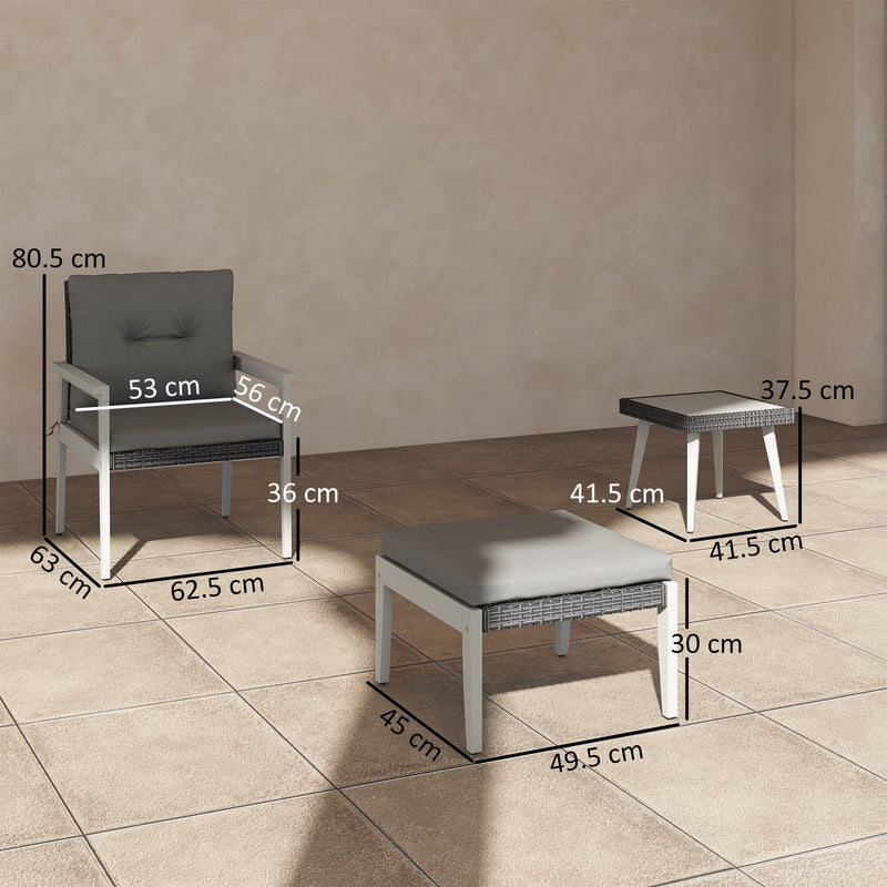 Grey 5 Piece Rattan Garden Furniture Set with Cushions and Coffee Table by Outsunny