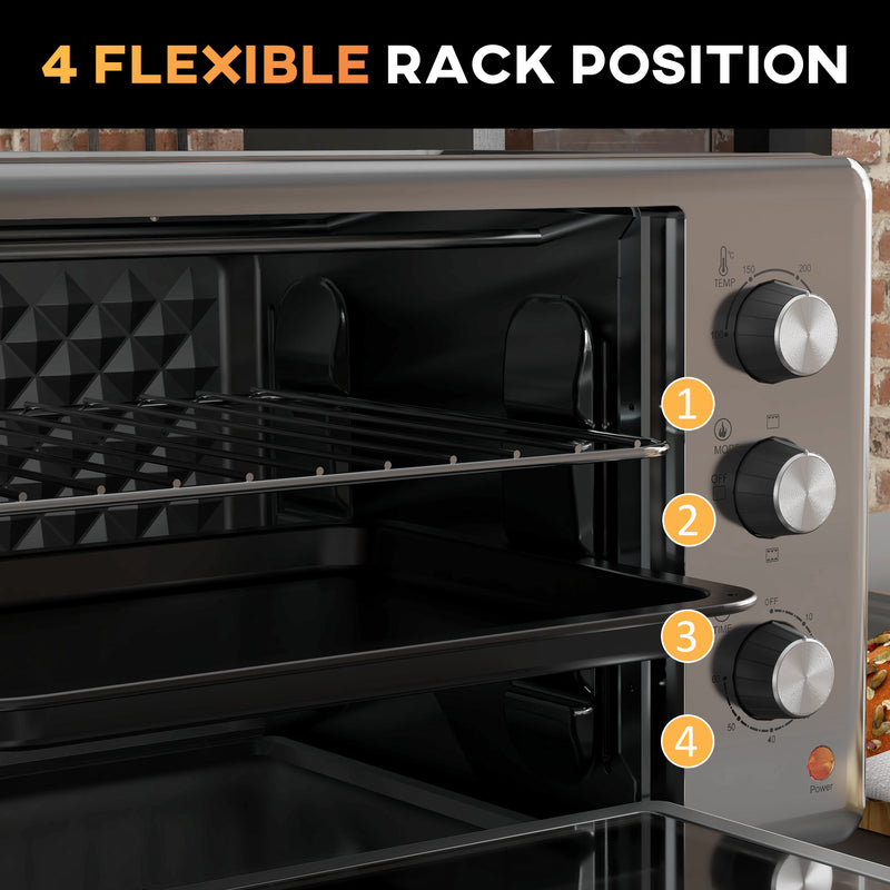 30L Mini Electric Oven with Adjustable Temperature and Accessories for Small Kitchens Silver