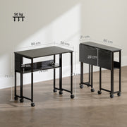 Folding Computer Desk with Drop Leaf and Storage for Small Home Offices Black AOSOM