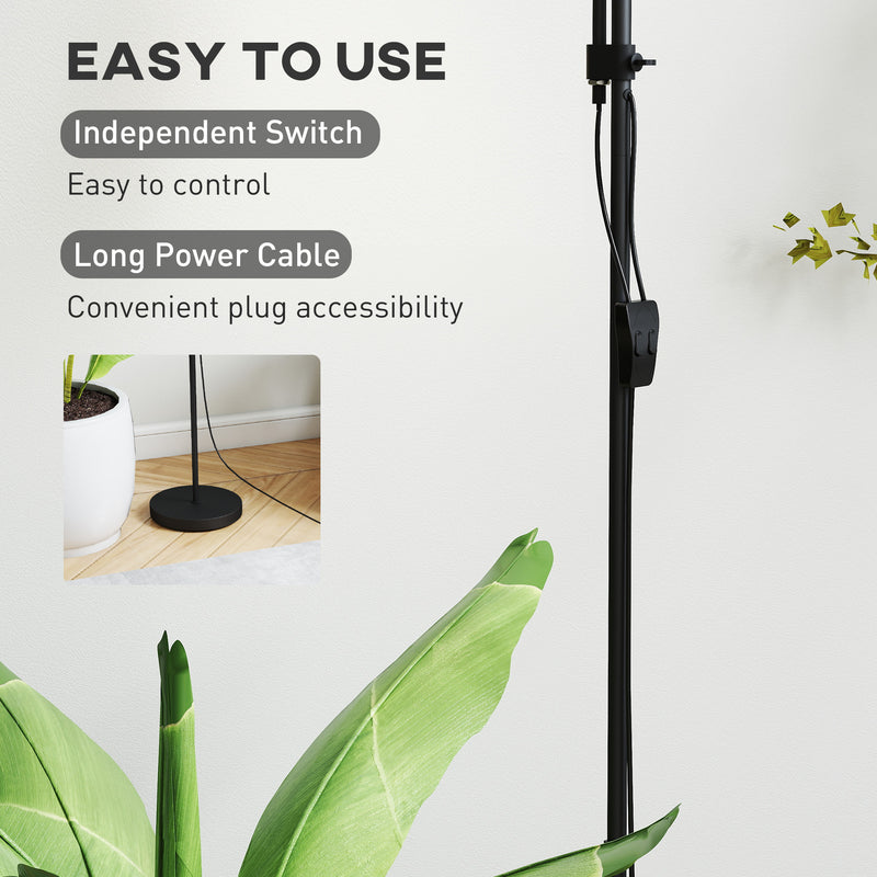 LED Floor Lamp with Adjustable Reading Light for Living Room 180cm Tall Black