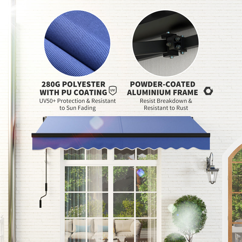 Blue 2.5 x 2m Electric Retractable Awning with LED Light and Remote Control by Outsunny