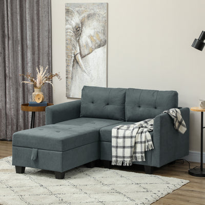 Dark Grey L Shaped Modular Storage Sofa Space Saving Design by HOMCOM