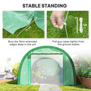 Large Polytunnel Greenhouse With Mesh Door Windows And Plant Labels For Garden Growing Green AOSOM