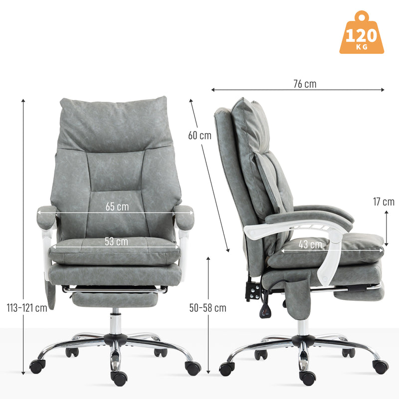 Ergonomic Faux Leather Office Chair With Inflatable Lumbar Support For All Day Comfort Grey