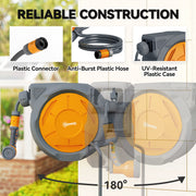 Wall Mounted Retractable Garden Hose Reel 30m With Auto Rewind And Spray Nozzle Orange AOSOM