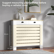 Radiator Cover With Top Drawer Storage Fits 111cm Width Ideal For Hiding Heaters, White