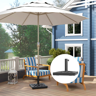 Black 15kg HDPE Garden Parasol Base with Cut-Out Design for Deck and Poolside by Outsunny