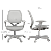 Grey Mesh Office Chair With Adjustable Height and 360 Swivel Wheels for Home or Study Use
