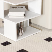 Set of 2 Square Side Tables With Two Tier Storage For Living Room or Bedroom, White