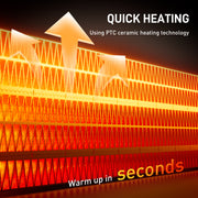 2000W Ceramic Electric Fan Heater With Timer, Remote Control and Oscillation for Home Use White