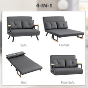 Dark Grey 4-in-1 Velvet Feel Double Sofa Bed with Pillows by HOMCOM