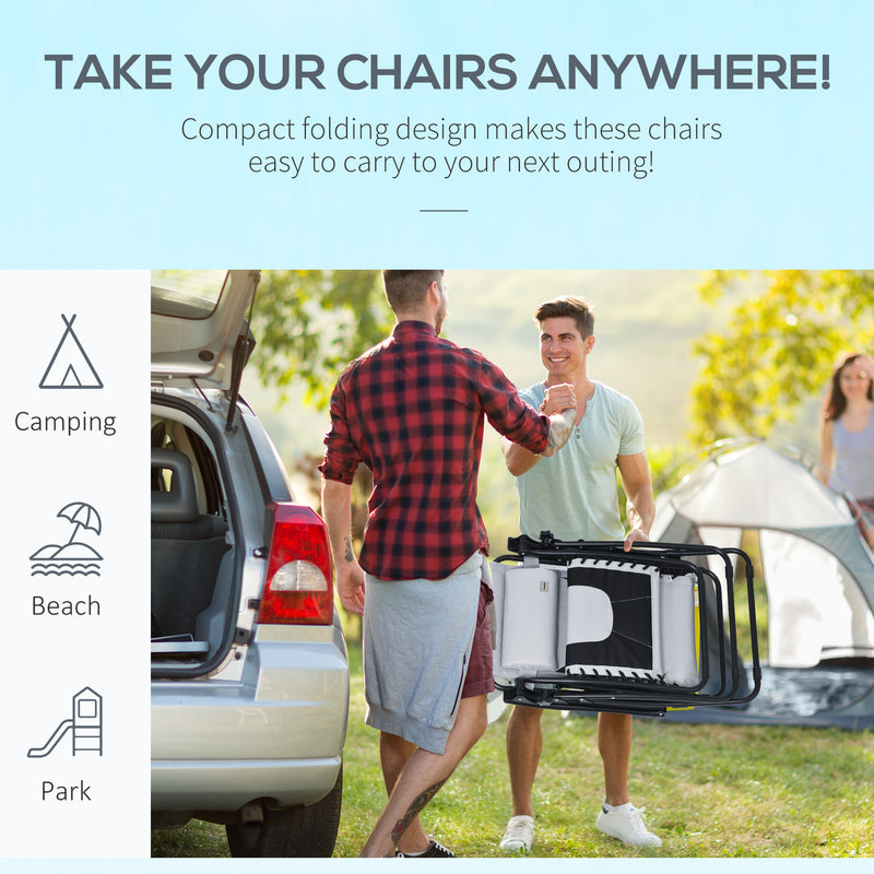 Set of 2 Grey Zero Gravity Outdoor Lounger Chairs With Padded Seat and Cup Holder by Outsunny