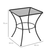 Black 60cm Square Garden Bistro Table with Metal Mesh Top by Outsunny