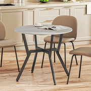 Round Dining Table for Kitchen or Dining Room with Sturdy Black Legs Grey