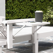 Set of 2 White Reclining Sun Loungers with Foldable Table for Garden and Beach by Outsunny