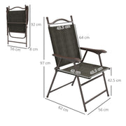 Set of 2 Folding Garden Chairs with Breathable Mesh Seats for Outdoor Use Dark Brown AOSOM