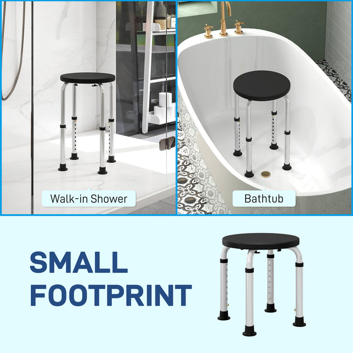 Black Height Adjustable Aluminium Shower Chair With Non Slip Feet for Elderly and Disabled by HOMCOM