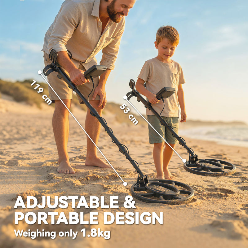 Metal Detector for Outdoor Treasure Hunting with Waterproof Coil and LCD Display Black Orange AOSOM