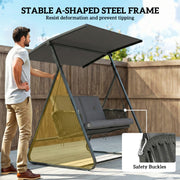 2 Seater Garden Swing Chair with Cushions and Adjustable Canopy for Shaded Relaxation Dark Grey Outsunny