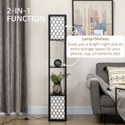 Modern Floor Lamp with Two Shelves for Storage and Display Ideal for Living Room, Black