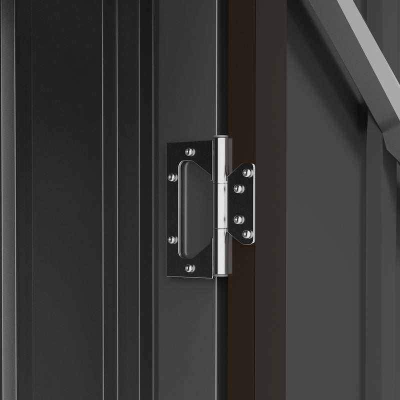 Brown and Grey Lean To Steel Garden Storage Cabinet 3.3 x 3.4ft With Lockable Door for Secure Storage