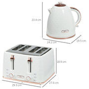 Fast Boil 17L Electric Kettle and 4 Slice Toaster Set With Adjustable Browning Control White