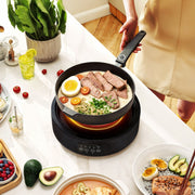 Electric Ceramic Hob with Grill Plate for All Pots 4 Heat Levels Portable 36cm Black AOSOM