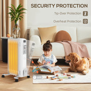 1.5kW Seven Fin Oil Filled Radiator Portable Electric Heater, White by HOMCOM