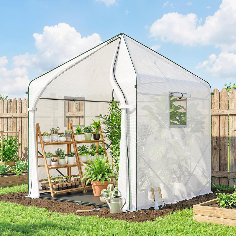 Walk In Greenhouse for Tall Plants and Seedlings with Ventilated Mesh Windows Green Outsunny