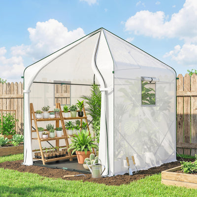 Walk In Greenhouse for Tall Plants and Seedlings with Ventilated Mesh Windows Green Outsunny