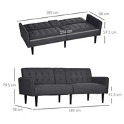 Three Seater Reclining Sofa Bed with Built In Cupholders Ideal for Guest Rooms Grey
