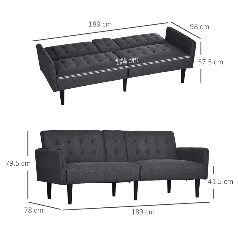 Three Seater Reclining Sofa Bed with Built In Cupholders Ideal for Guest Rooms Grey