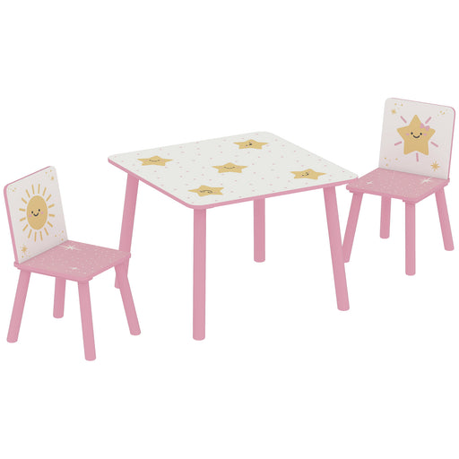 3 Piece Kids Table and Chair Set for Bedroom or Playroom with Storage Feature, Pink