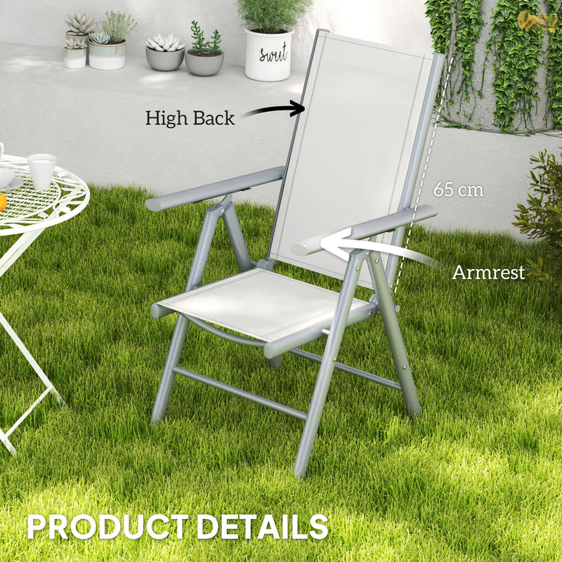 Set of Two Light Grey Aluminium Folding Chairs for Outdoor Use by Outsunny