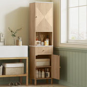 Slimline Bathroom Storage Cabinet With Shelves And Drawer For Small Spaces Wood Effect AOSOM