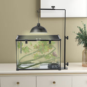 Adjustable Reptile Lamp Stand with Hook and Stable Base for Terrariums Black AOSOM