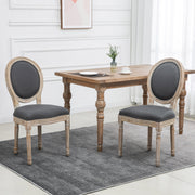 Set of 2 French Style Wooden Dining Chairs with High Backrest for Kitchen or Lounge Grey